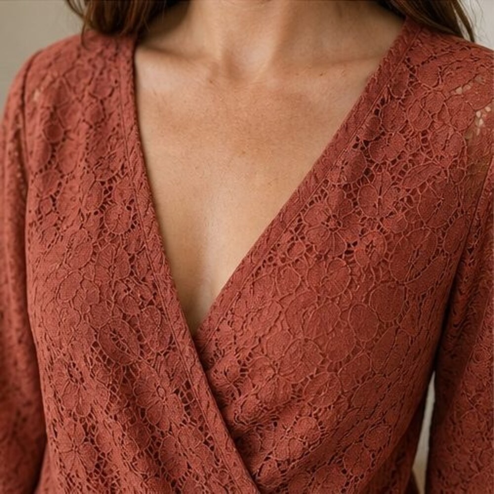 Rust Pleated Blouse - Picture 4 of 6